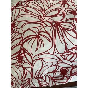 West Elm Red Orange Queen Size Botanical Print Bedding Duvet & 4 Shams Case Set